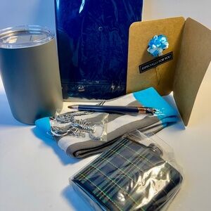 Blue and Gray Gift Set with Tumbler and Accessories for Men-Gift Set Ready